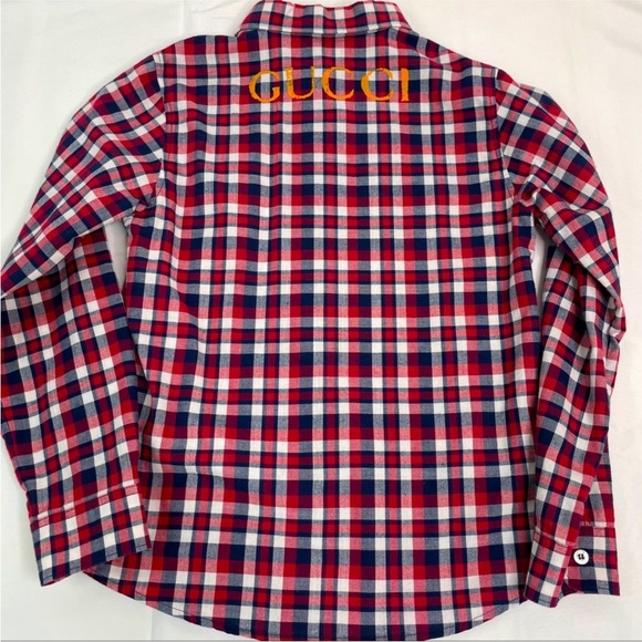 GUCCI Kids Plaid Button Down Shirt 8 - Picture 2 of 11